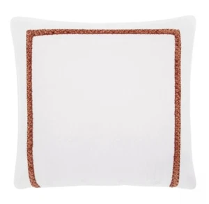 Brand New! Rose Tree BRYNNE WHITE HERRINGBONE Euro Sham with Salmon Emboridery - Picture 1 of 7