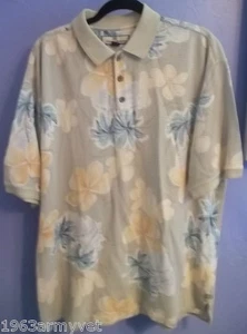 Herren Tommy Bahama Large blau/grün/gelb Hawaii S/S Seidenmischung Polo Golf Shirt - Bild 1 von 3