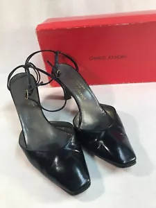 Charles Jourdan Navy Leather Slings 8AA - Picture 1 of 6