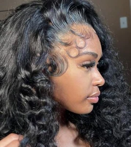 42 Inch 250% Density Glueless Deep Wave HD Lace Front Human Hair Wig - 4x4 - Picture 1 of 12