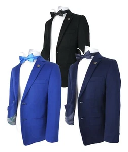 Chicos Chal Calce Ajustado Chaqueta Blazers Formal Informal Verano en Negro Azul Marino - Imagen 1 de 27