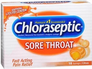 Chloraseptic Lozenges Sore Throat Fast Relief Soothing Citrus 18 ct Pack of 12 - Picture 1 of 6