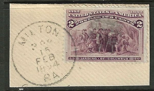 MILTON PA FEB 15 1894 Sc #231 Fancy Cancel 1893 Columbian on Piece US 53E71 - Picture 1 of 3