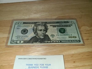20$ Twenty Dollar Federal Reserve Note Fancy Serial Number 2017 Binary serial - Picture 1 of 8