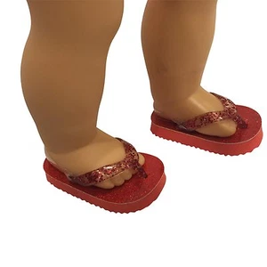 Red Glitter Flip Flops For 18 inch Dolls- Flip Flops Fits 18 inch Dolls - Picture 1 of 3