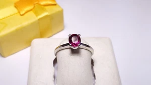 Anillo de compromiso Estate 3/4ct ovalado AA rubí natural solitario 14 quilates con oro #22045 - Imagen 1 de 7