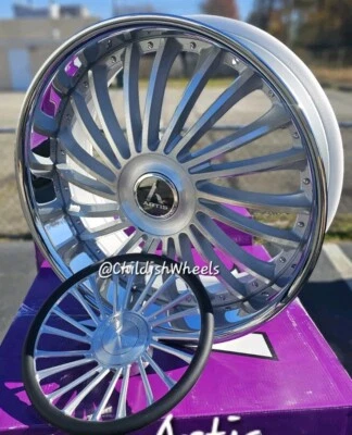 26" Inch Artis Renegade WHEELS FLOATING CAPS & STEERING WHEEL 5x120 5x127 24 22 Foto 1 de 4