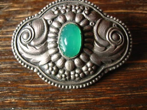 wunderschön gearbeitete Jugendstil Brosche 800er Silber getrieben Rose Rosen - Bild 1 von 4