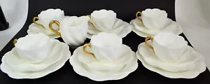 Coalport White China Scalloped Six Trio Sets with Creamer and Bowl - Bild 1 von 18