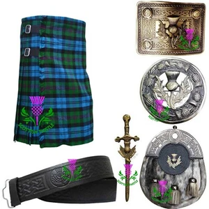 Men's Scottish Kilt Outfit Set Baird tartan Sporran, belt ,buckle, pin, Brooch - Picture 1 of 15