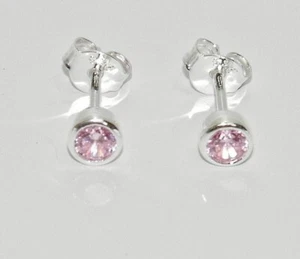 Sterling Silver 925 Pink Tourmaline Stud Earrings - October Birthstone - Picture 1 of 6