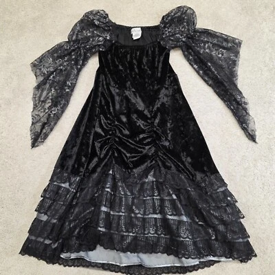 Wishcraft Dress Wicked Princess Velvet Bell Sleeve Witch Evil Queen Girls SZ 8 - Image 1 of 4