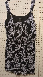 White House Black Market Black White Floral Sleeveless Dress Size 12  - Picture 1 of 8
