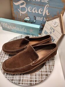 A. Testoni Brand Men's Suede Leather Slip On Driving Moccasin Loafers Made Italy