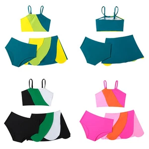 Girls Swimsuit Hawaii Beachwear Holiday Swimwear Shorts Tank Top Athletic Skirt - Picture 1 of 30