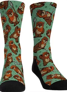 Retired Rock em Unisex Socks Adult L/XL STAR WARS EWOKS All Over - Picture 1 of 14