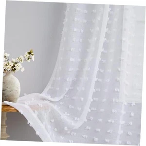 Sheer Curtains 84 Inches Long for Living Room 52"W x 84"L (Pack of 2) White - Picture 1 of 7