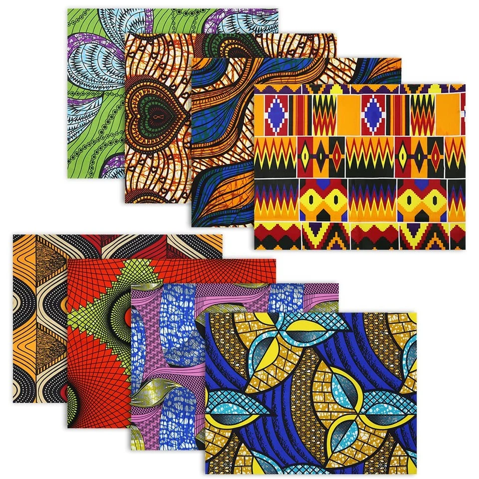 African Ankara Print Fat Quarters Fabric Bundles - 8 Pcs, 20 x 16 Inches/50 x... - Image 1 of 4