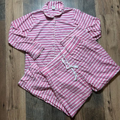 J. Crew Factory Long Sleeve Knit Pajama Set Pink White Stripe Size M NWOT CK478 - Image 1 of 4