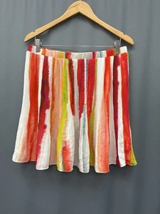 BB Dakota Steve Madden Pleated Mini Skirt Large Colorful Maximalist Artsy Whimsy - Picture 1 of 12