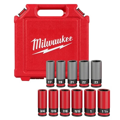 Milwaukee 49-66-7833 SHOCKWAVE 1/2" SAE/Metric Lug Nut Wheel Socket Set - 11 PC - Image 1 of 4