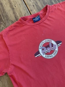 Vintage Polo Sport Shirt Herren rot Gr. Large Ralph Lauren Surf Grafik Tee Y2K - Bild 1 von 11