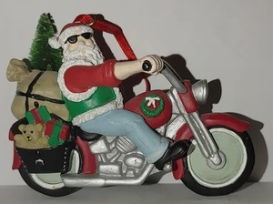 Papá Noel Motocicleta Navidad Adorno Resina Juguetes Vacacionales Botella Cepillo Árbol - Imagen 1 de 2
