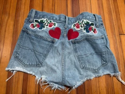 Pantalones Cortos Lucky Brand Talla 2/26 Jardín Floral Corazón Línea A Vintage Bordados Foto 1 de 4