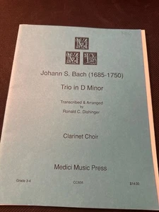 J.S. Bach Trio in D Minor Clarinet Choir Medici Music Press Book - Picture 1 of 3