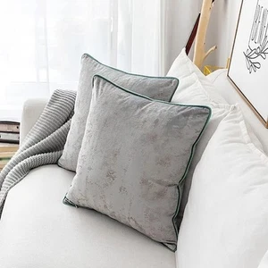 Throw Pillow Covers Set of 2 Sofa Decor Soft Velvet Cushion Cases Zipper 18x18 - Picture 1 of 11