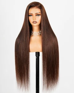6X5 Chocolate Brown Lace Front Wig 220% Density 4# Straight Brown Wig Human H... - Picture 1 of 4