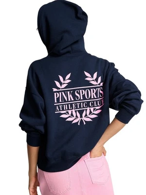 Victoria's Secret розовый плющ флис кампус полный молнии толстовка с капюшоном цвет синий новый с Ярлыками - Изображение 1 из 4