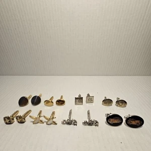 Lot 8 Pairs Vintage Cufflinks Rolls-Royce Automobile/Train/Duck/Crown/Maple Leaf - Picture 1 of 12