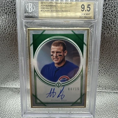 2018 Topps Transcendent Anthony Rizzo Auto Emerald /15 BGS 9.5/10 - Image 1 of 4