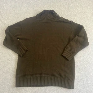 Anthropologie maglione donna piccolo verde oliva con bottoni finto collo - Foto 1 di 7