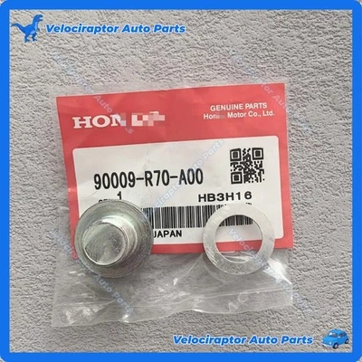 New 90009-R70-A00 Engine Oil Pan Drain Bolt Plug with Washer Fit For Honda/Acura - Image 1 of 4