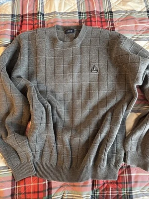 Suéter De Colección Izod Para Hombres Talla L Gris Tejido en Bloque LS Algodón Bordado Logo Foto 1 de 4