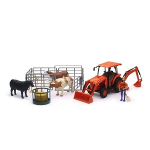 Trattore Kubota in plastica Ray 1/18 nuovo con figura, animali e recinzione SS-33313 - Foto 1 di 2