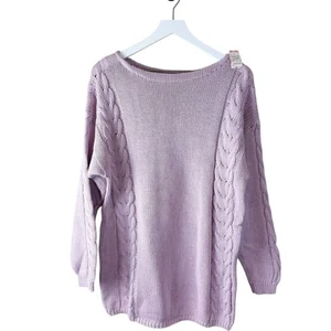 Pringle Of Scotland lila U-Boot Ausschnitt Pullover mit Zopfmuster NEU Deadstock Gr. L - Bild 1 von 7