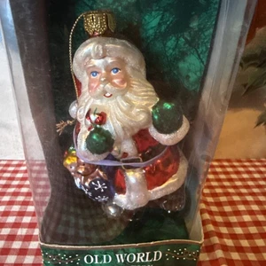 VTG OLD WORLD COLLECTION GLASS BLOWN SANTA CHRISTMAS TREE ORNAMENT 5.5” - Picture 1 of 6