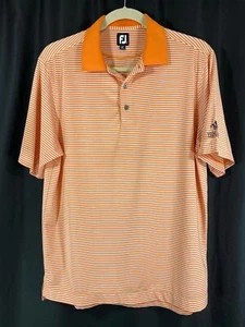 Camisa polo de golf FootJoy para hombre manga corta naranja blanca a rayas - Imagen 1 de 10