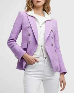 NWT $695 VERONICA BEARD Miller Double Breasted Dickey Jacket in Violet 4 - Picture 1 of 10