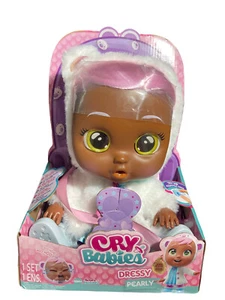NEU Cry Babies elegante perlmuttfarbene interaktive Babypuppe rosa Haare süß stilvolles Outfit - Bild 1 von 6