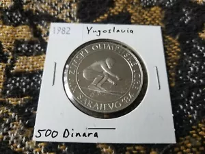 Yugoslavia 500 Dinara 1982 Silver Proof - Winter Olympics 1984 - Downhill Skiing - Picture 1 of 2