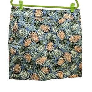 Talbots Petites Pineapple Print Skirt - Blue, Pink, Green - Size 14P - Picture 1 of 7