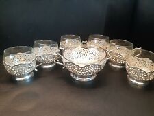 Antique Persian/Middle East Handmade 84% Silver Tea glass cup holders&Sugar bowl