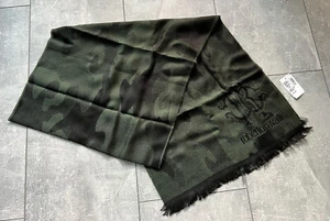 Roberto Cavalli grüne Farbtöne Camouflage Logo Schal 72" x 16" Neu mit Etikett Italien - Bild 1 von 12