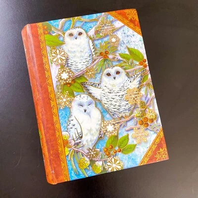 Punch Studio Christmas Winter Snowy Owl Magnetic Paper Book Empty Jewelry Box - Image 1 of 4