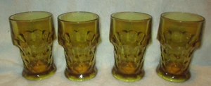 Vintage~Amber Glass~Georgian Honeycomb Tumblers~Mid~Centrury Modern~4 qty.~5.5" - Picture 1 of 11