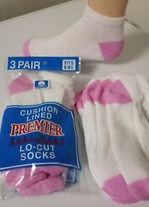 *** 6 Pair Girl's Athletic LO-Cut Pink H &T Socks 6-8 ***